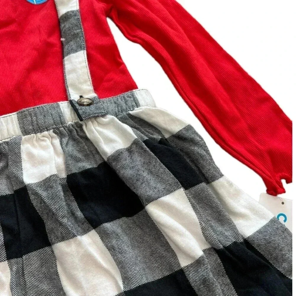 Carter’s Red Black Plaid Pinafore Dress Outfit 3T